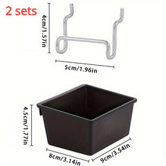 2pcs Stackable Pegboard Bins w/ Hooks Garage Storage Organizer