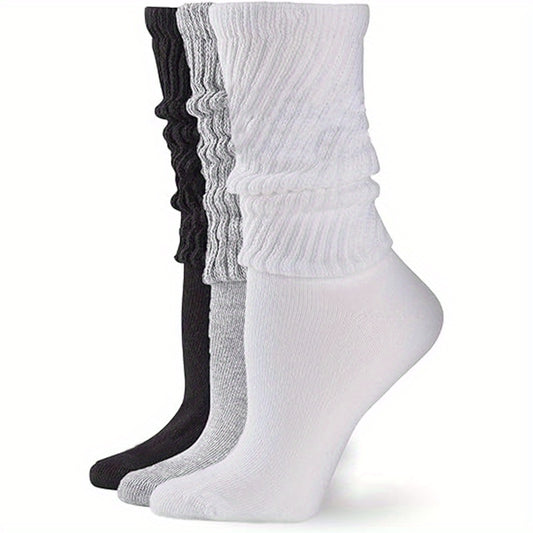 Men's Solid Crew Socks 3 Pairs Quick Dry Breathable Moisture Wicking