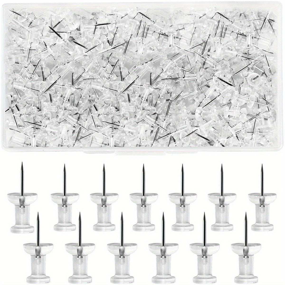 400 Clear Push Pins for Bulletin Board Stainless Steel