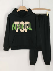 Girls Long Sleeve Hoodie & Elastic Waist Sweatpants 2pcs