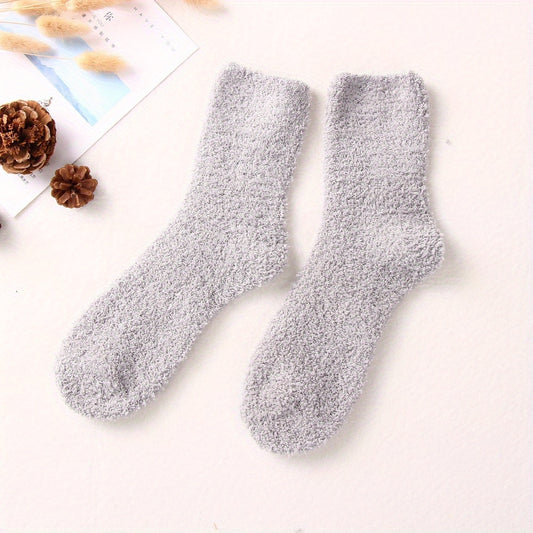 5 Pairs Plush Socks Fluffy Slippers Cozy Warm Winter Socks