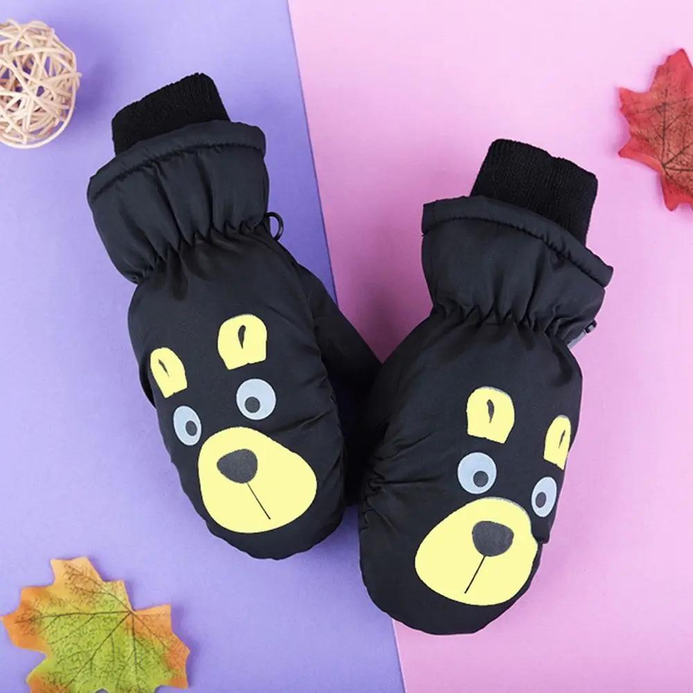 Bear Cartoon Winter Ski Gloves Thick Warm Non slip Mittens