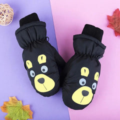 Bear Cartoon Winter Ski Gloves Thick Warm Non slip Mittens