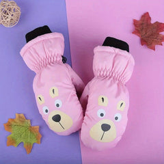 Bear Cartoon Winter Ski Gloves Thick Warm Non slip Mittens