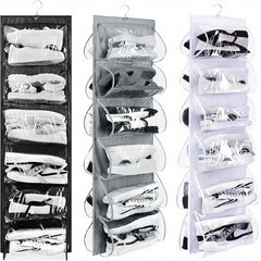 Double Side Hanging Shoe Storage Bag - 12 Grids Space Saving Organizer