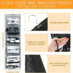 Double Side Hanging Shoe Storage Bag - 12 Grids Space Saving Organizer