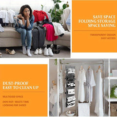 Double Side Hanging Shoe Storage Bag - 12 Grids Space Saving Organizer