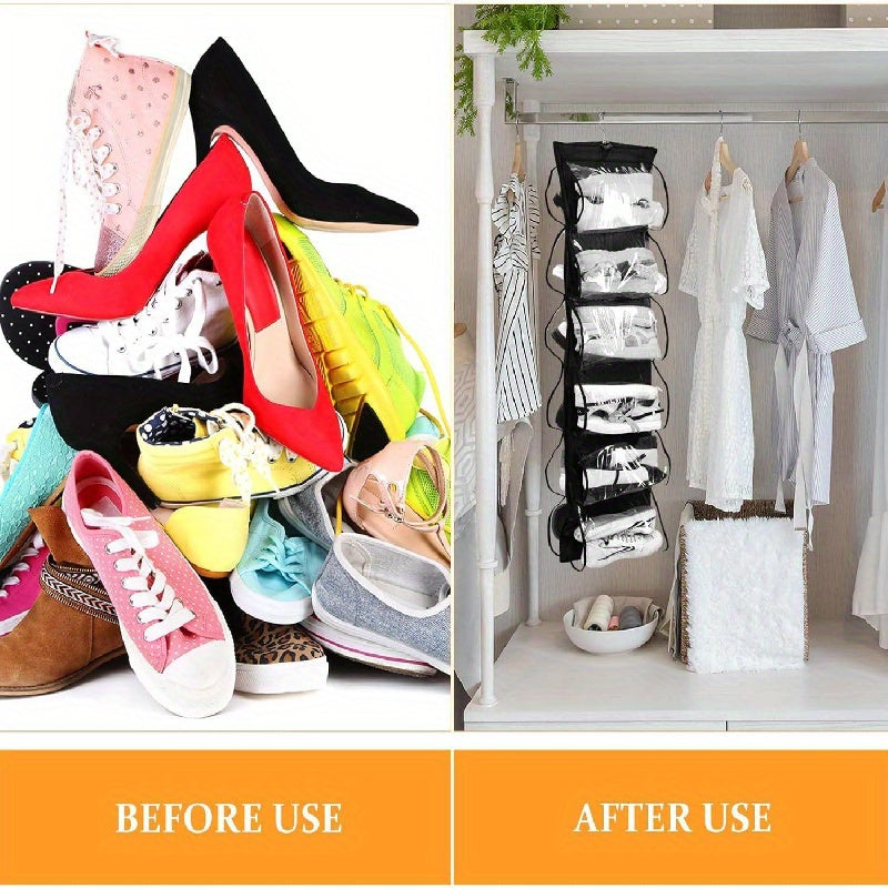 Double Side Hanging Shoe Storage Bag - 12 Grids Space Saving Organizer