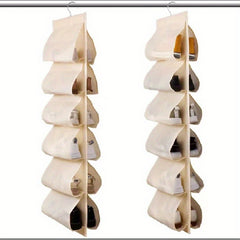 Double Side Hanging Shoe Storage Bag - 12 Grids Space Saving Organizer