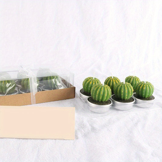 6pcs Christmas Cactus Succulent Candles for Birthday Crafts