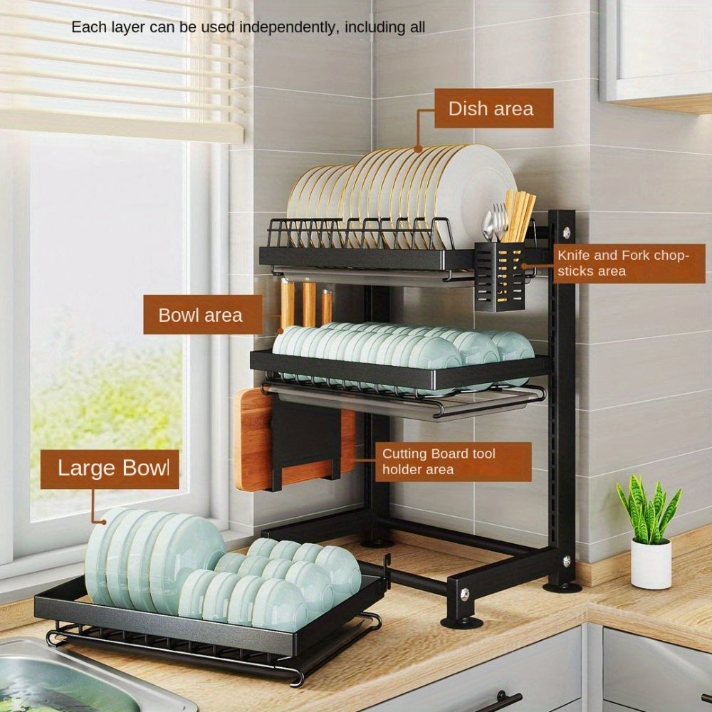 1pc Layer Dish Rack And Drainer Keeps Kitchen Tidy Functional Dish Storage Rack