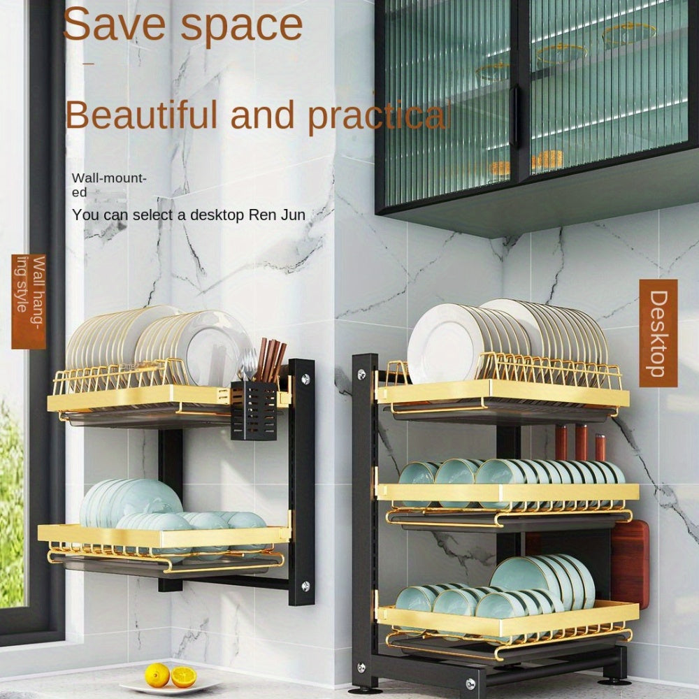 1pc Layer Dish Rack And Drainer Keeps Kitchen Tidy Functional Dish Storage Rack