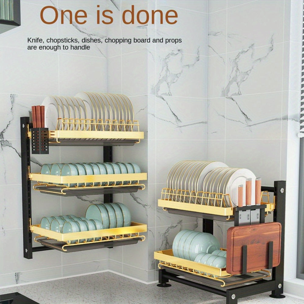 1pc Layer Dish Rack And Drainer Keeps Kitchen Tidy Functional Dish Storage Rack