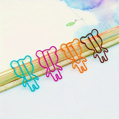 20pcs Bear Paper Clips Colorful Shaped Model Office School Supplies