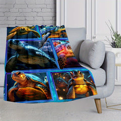 Sea Turtles Print Blanket Lightweight Flannel Throw