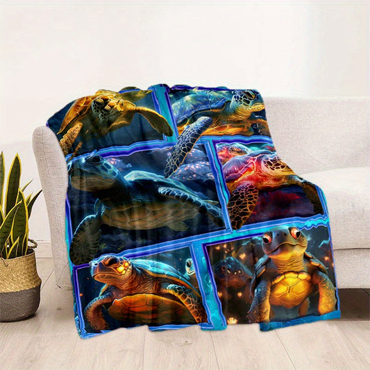 Sea Turtles Print Blanket Lightweight Flannel Throw