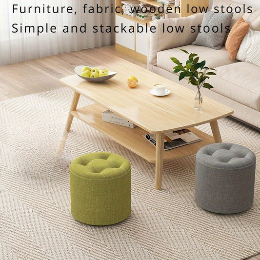 Fabric Wooden Stool Non-Slip for Living Room Shoe Stool Entryway Stackable