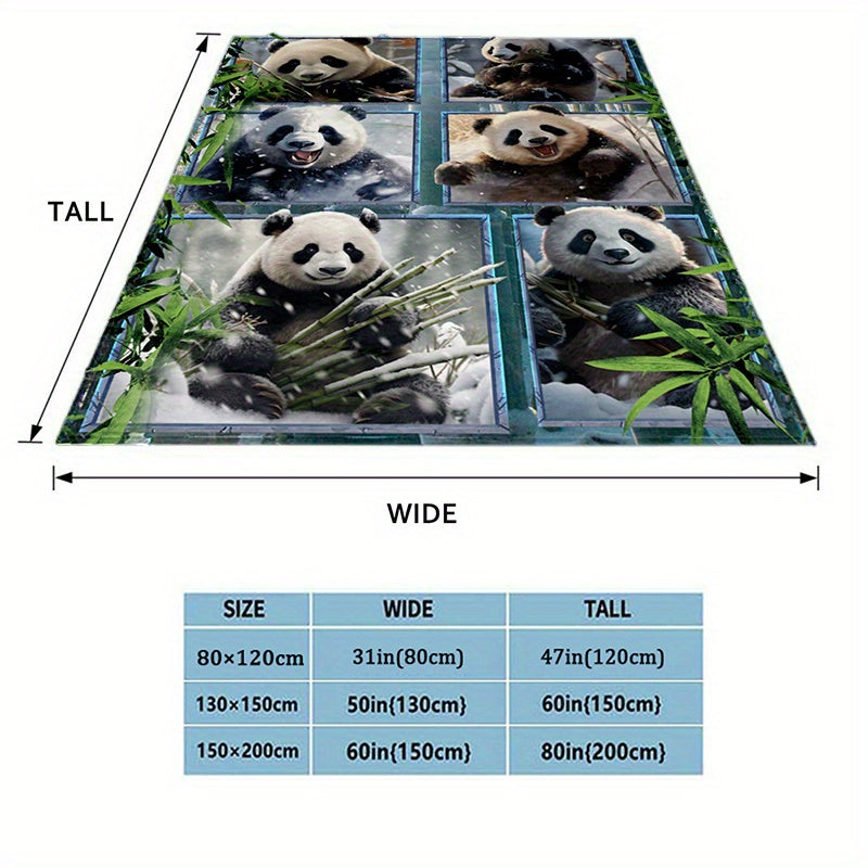 Cozy Pandas Print Lightweight Flannel Blanket for Sofa Bed Travel Camping