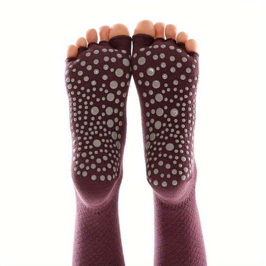 Women's Anti-slip Knee High Yoga Socks with Silicone Grip
