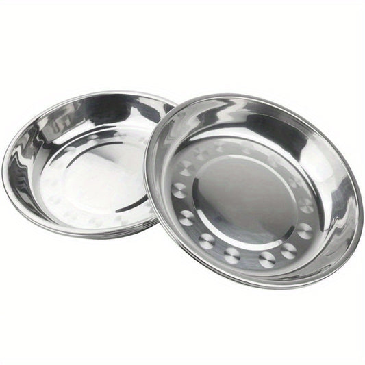 Stainless Steel Camping Plates Set Portable Picnic Tableware 5/10pcs Ramadan