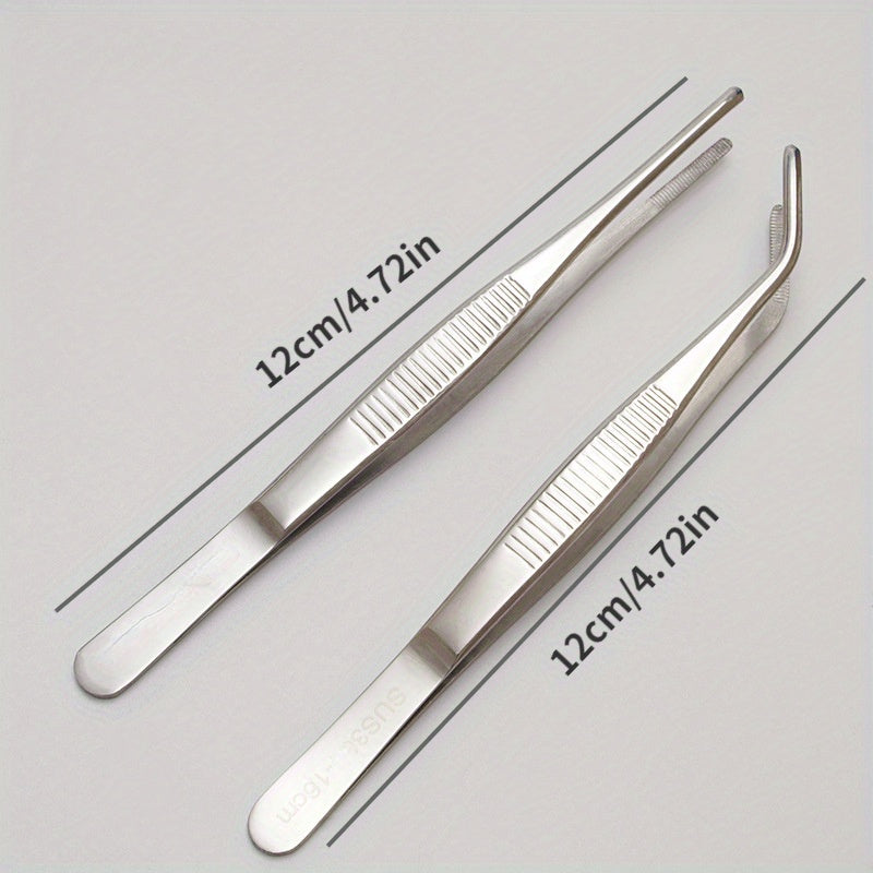 2pcs Stainless Steel Tweezers for Precision Work