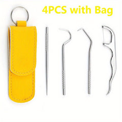 4pcs Titanium Toothpicks Set Outdoor Teeth Cleaning Tools