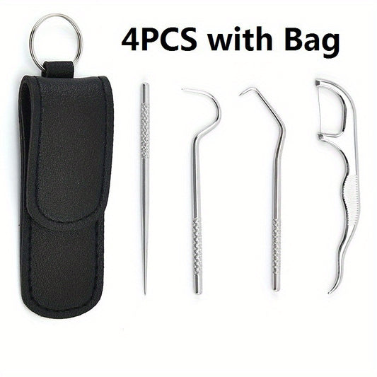 4pcs Titanium Toothpicks Set Outdoor Teeth Cleaning Tools