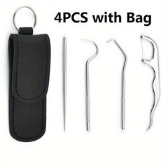4pcs Titanium Toothpicks Set Outdoor Teeth Cleaning Tools