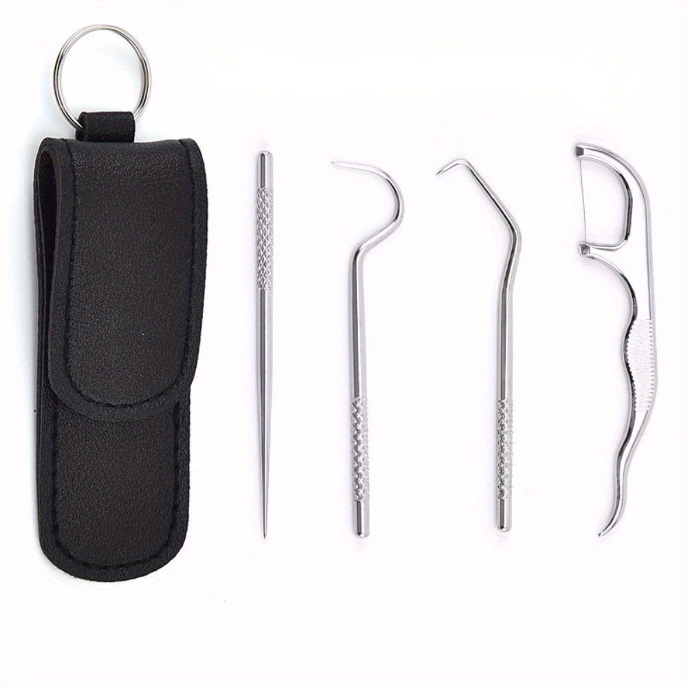 4pcs Titanium Toothpicks Set Outdoor Teeth Cleaning Tools