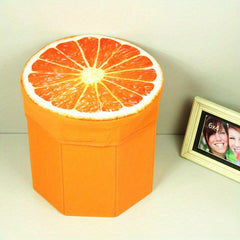 Fruit Shaped Storage Stool Flannelette Folding Stool Large Capacity Organizer