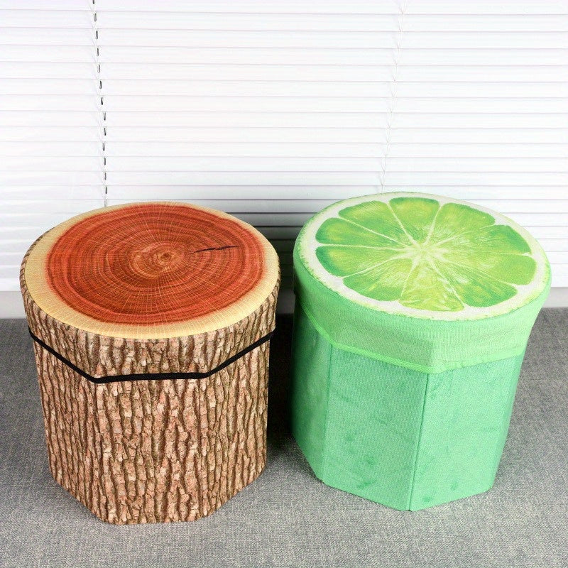 Fruit Shaped Storage Stool Flannelette Folding Stool Large Capacity Organizer