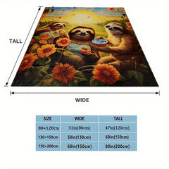 Sloth Family Pattern Lightweight Flannel Throw Blanket