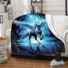 Horse Pattern Portable Camping Thin Blanket Lightweight Flannel Throw Blanket