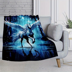 Horse Pattern Portable Camping Thin Blanket Lightweight Flannel Throw Blanket