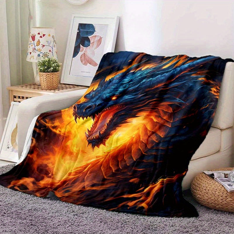 Flame Dragon Portable Camping Thin Blanket Lightweight Flannel Throw Blanket