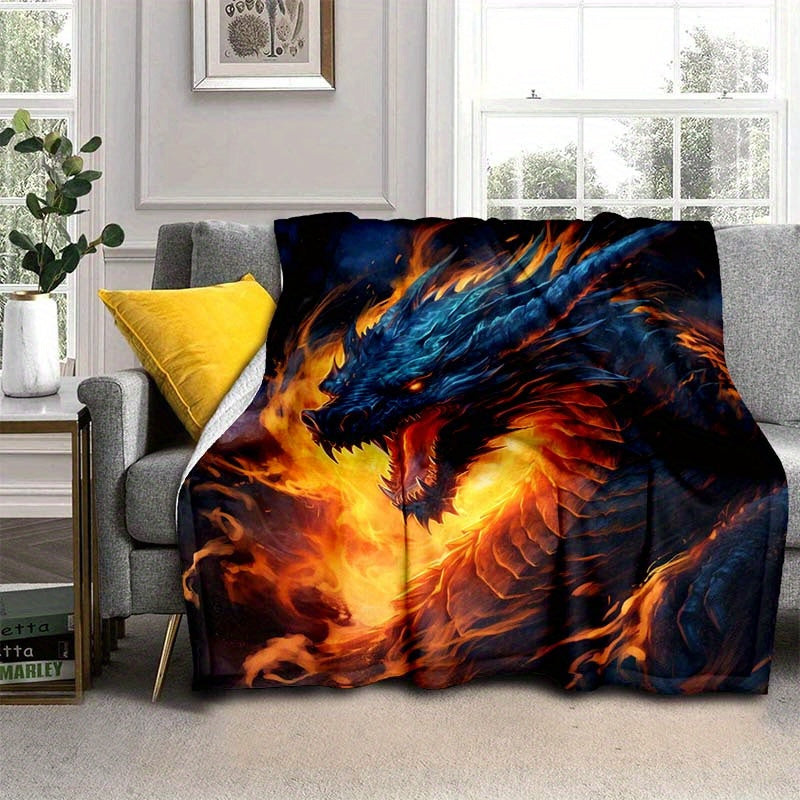 Flame Dragon Portable Camping Thin Blanket Lightweight Flannel Throw Blanket