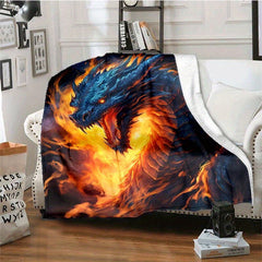 Flame Dragon Portable Camping Thin Blanket Lightweight Flannel Throw Blanket