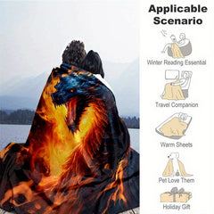 Flame Dragon Portable Camping Thin Blanket Lightweight Flannel Throw Blanket
