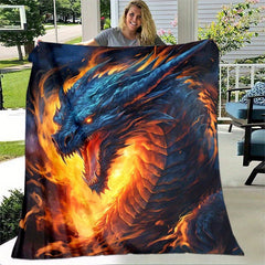 Flame Dragon Portable Camping Thin Blanket Lightweight Flannel Throw Blanket