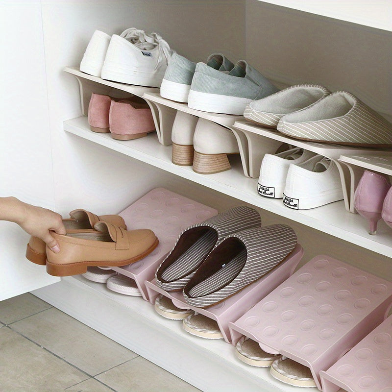 2pcs Plastic Shoe Holder Two-tier Shoe Storage Rack