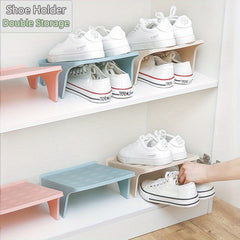 2pcs Plastic Shoe Holder Two-tier Shoe Storage Rack