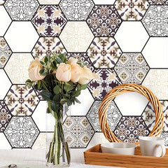 Boho Pattern Decor Stickers Hexagon Anti-slip Floor St