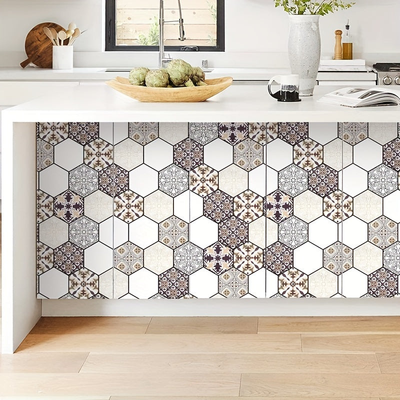 Boho Pattern Decor Stickers Hexagon Anti-slip Floor St