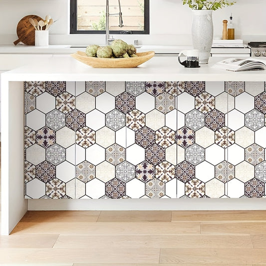 Boho Pattern Decor Stickers Hexagon Anti-slip Floor St