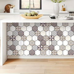 Boho Pattern Decor Stickers Hexagon Anti-slip Floor St
