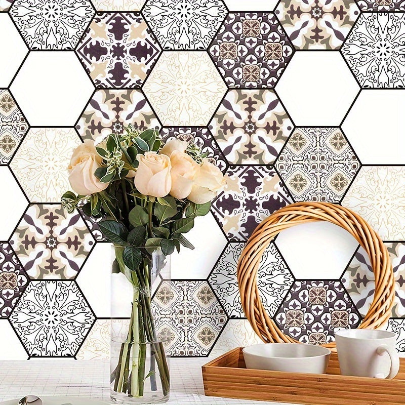 Vintage Boho Pattern Hexagon Stickers