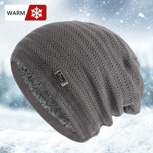 Winter Velvet Knitted Hat Coldproof Ear Warm Beanie for Outdoor Skiing