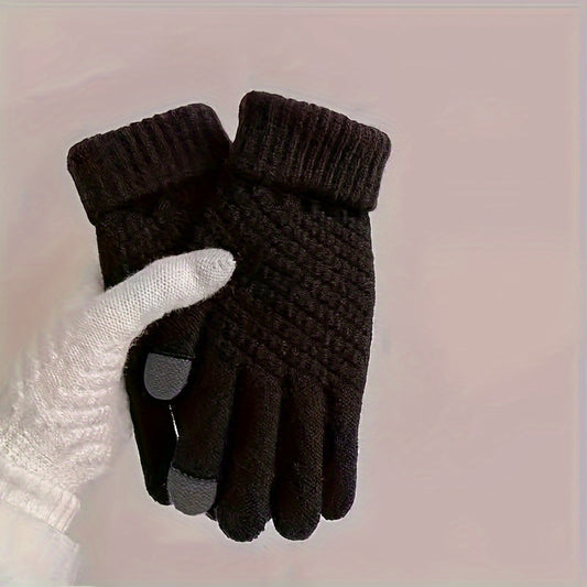 Winter Thermal Knit Gloves Touch Screen Thickened for Cycling Hiking