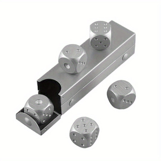 5pcs Aluminum Alloy Metal Dices Table Game Dice Poker Games Dice Set