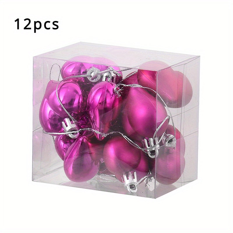 12pcs Heart Jewelry Pendant Plated Peach Heart Christmas Tree Wreath Gift